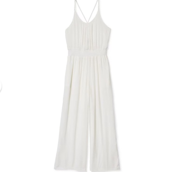 NWT Prana Fernie White Wide Leg Jumpsuit Swimsuit Beach Coverup - Picture 1 of 6